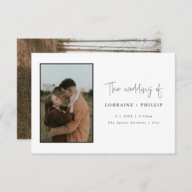 Minimalist 2-Photo Modern Wedding Invitation (Front/Back)