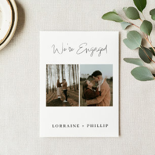 Minimalist 2-Photo, script Engagement Party Invitation