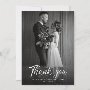 Minimalist 2 Photo Wedding Thank You Card