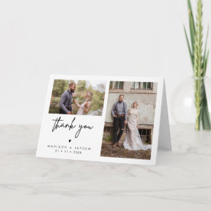 Minimalist 2 Photo Wedding Thank You Folding Card