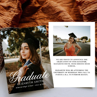 Minimalist 2 Photos Graduation Announcements