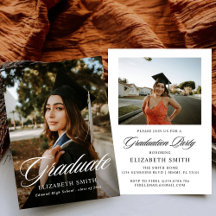 Minimalist 2 Photos Graduation Announcements