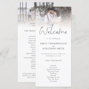 Minimalist 2 Photos Overlay Script Wedding Programme