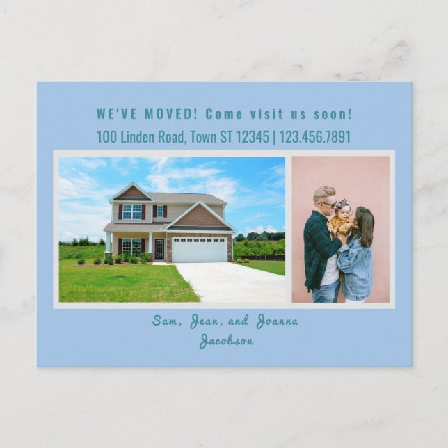 Minimalist 2 Photos We Moved Moving Announcement Postcard (Front)