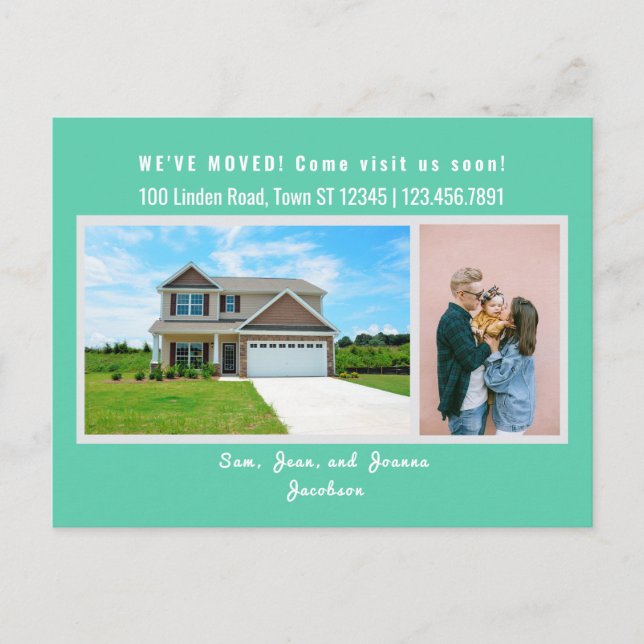 Minimalist 2 Photos We've Moved Announcement Postcard (Front)