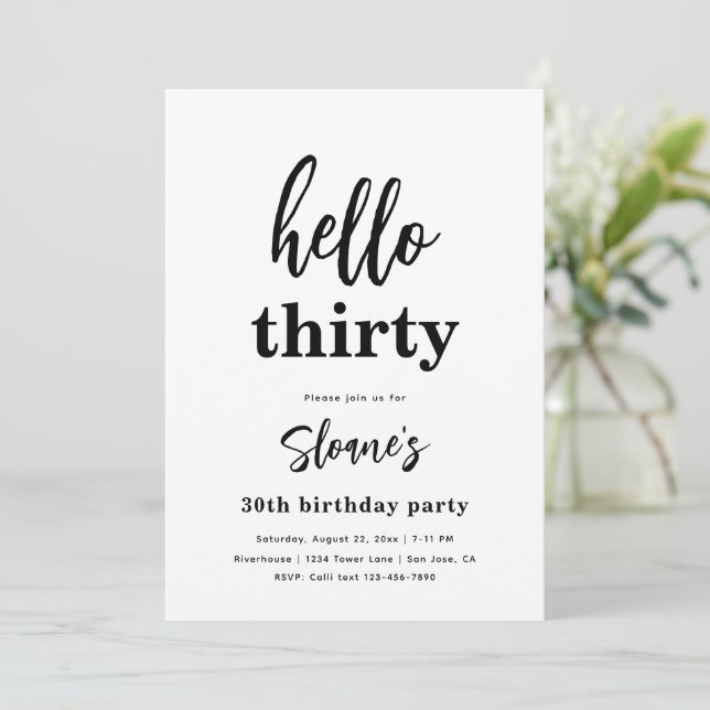 Minimalist 30th Birthday Invitations | 30th (Standing Front)