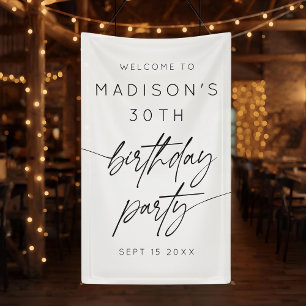 Minimalist 30th Birthday Party Welcome  Banner