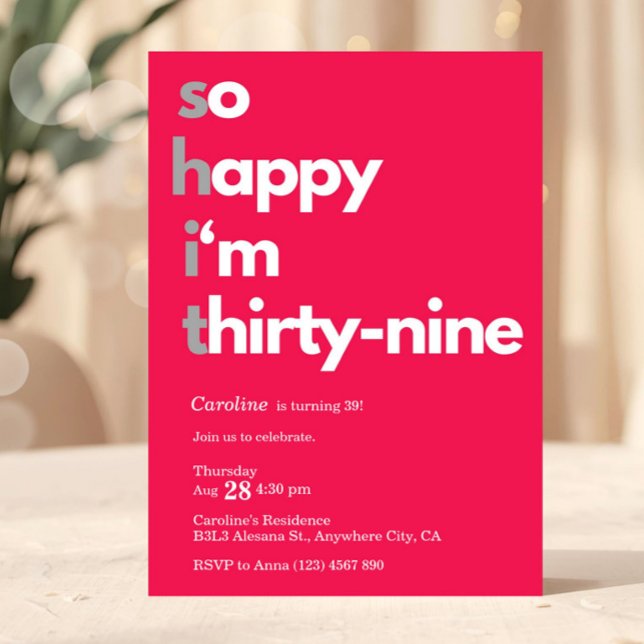 Minimalist 39th Birthday Invitation Modern 39 (Creator Uploaded)