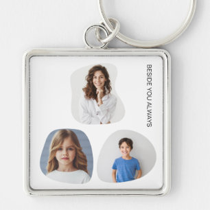 Minimalist 3-Photo Collage Beside You Always Key Ring