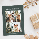 Minimalist 3 Photo Collage Merry Christmas Green Holiday Card<br><div class="desc">Minimalist 3 Photo Collage Merry Christmas Holiday Card in Forest Green</div>