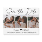 minimalist 3 photo collage save the date  magnet