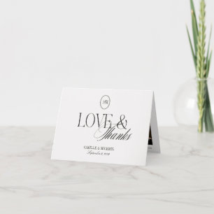 Minimalist 3 Photo Folded Love & Thanks Wedding Thank You Card