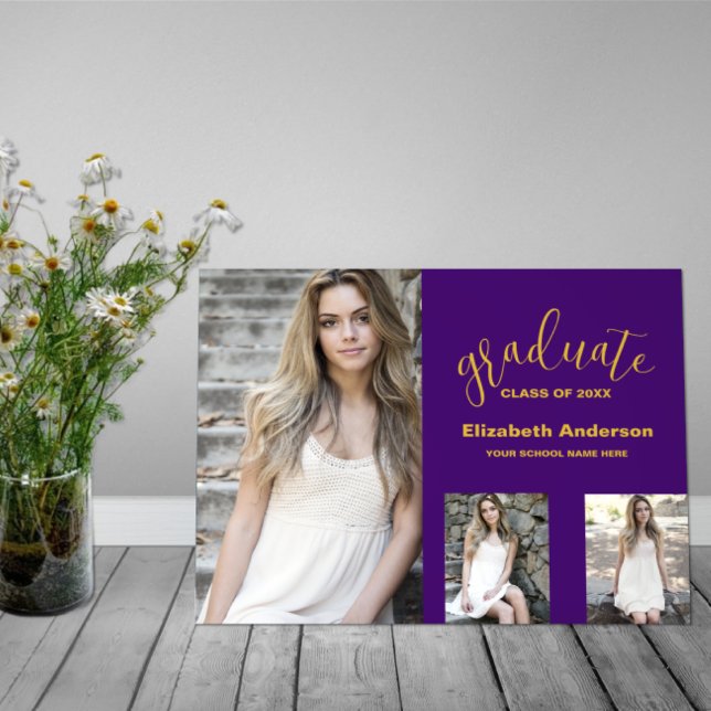 Minimalist 3 Photo Graduation Acrylic Sign (Creator Uploaded)