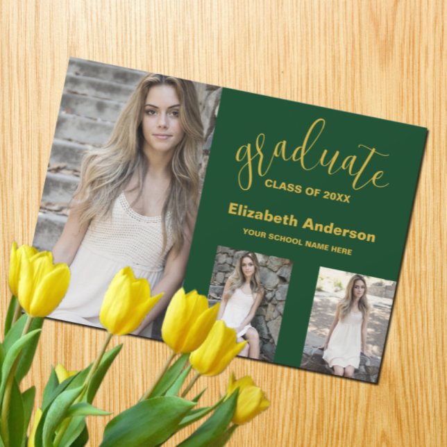 Minimalist 3 Photo Graduation Announcement (Creator Uploaded)