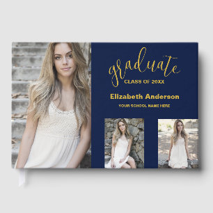 Minimalist 3 Photo Graduation Guest Book
