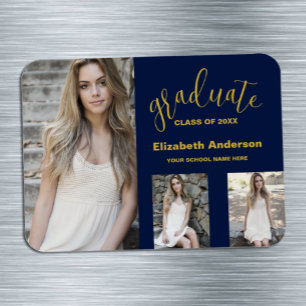 Minimalist 3 Photo Graduation Magnet