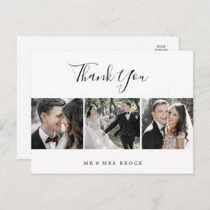 Minimalist 3 Photo Template Thank You Postcard