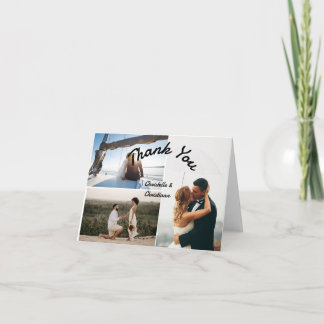 Minimalist 3 Photo Wedding Thank You Card