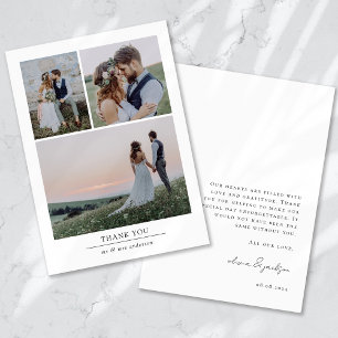 Minimalist 3 Photo Wedding Thank You Card