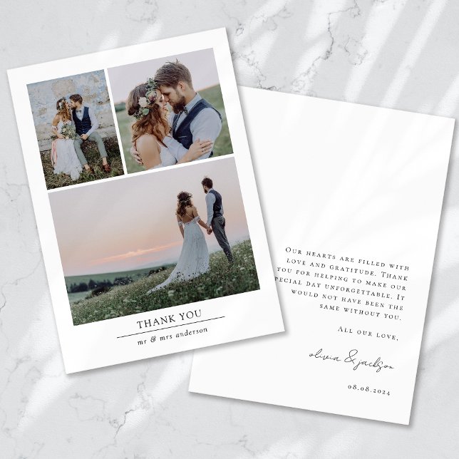 Minimalist 3 Photo Wedding Thank You Card (Creator Uploaded)
