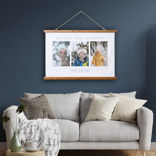 Minimalist 3 Photos Collage Keepsake for Family Hanging Tapestry
