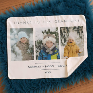Minimalist 3 Photos Collage Keepsake for Family Sherpa Blanket