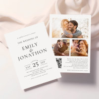 Minimalist 3 Photos on reverse QR Code Wedding