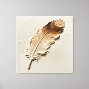 Minimalist 3D Oil Beige Brown Feather Texture Canvas Print