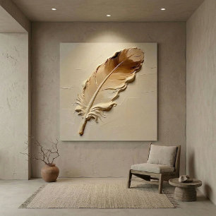 Minimalist 3D Oil Beige Brown Feather Texture Canvas Print