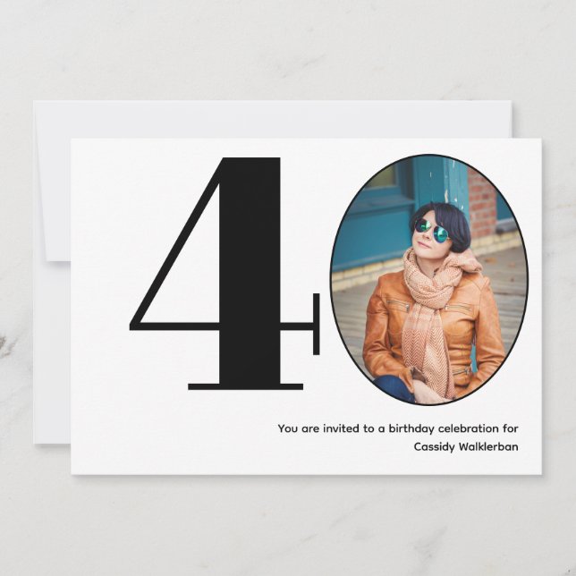 Minimalist 40 Photo 40th Birthday Invitation (Front)