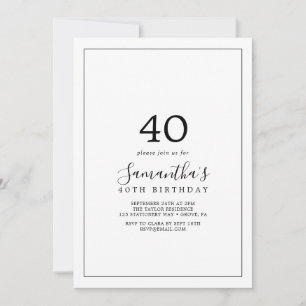Minimalist 40th Birthday Invitation