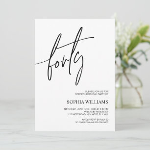 Minimalist 40th Birthday Invitation