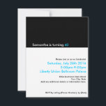 Minimalist 40th Birthday Invitations<br><div class="desc">Black and white modernist,  clean lines birthday party invitation. Perfect for the minimalist celebration. Super sleek invite with black and white and touches of teal.  Great Modern art invite for 40th birthday or any party. Customise name,  age and party details</div>