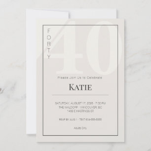 Minimalist 40th Milestone Birthday Celebration Invitation