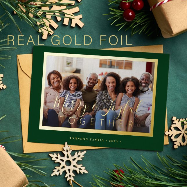 Minimalist 4 photo collage gold script Christmas (Creator Uploaded)