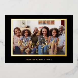 Minimalist 4 photo collage gold script Christmas