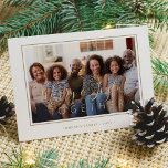 Minimalist 4 photo collage gold script Christmas Holiday Card<br><div class="desc">Modern simple minimal elegant white and gold 4 custom family photos "Merry and Joyful together" script (overlay text template) holiday card.                       Easy to personalise with your pictures,  text,  family name,  and your wishes on both sides!</div>