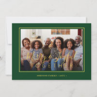 Minimalist 4 photo collage green gold Christmas