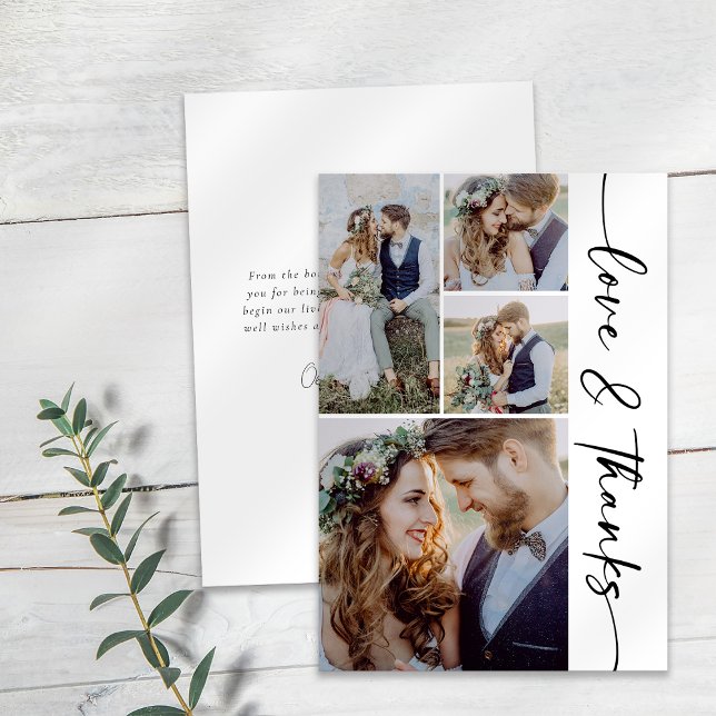 Minimalist 4 Photo Wedding  Thank You Card (Creator Uploaded)