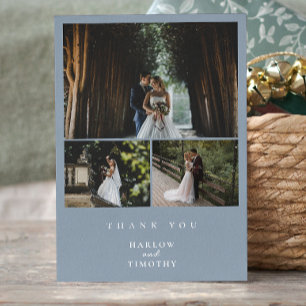 Minimalist 4 Photo Wedding Thank You Card