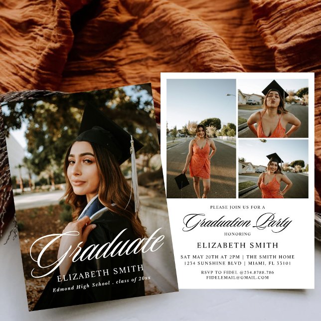 Minimalist 4 Photos Graduation Announcements (Creator Uploaded)