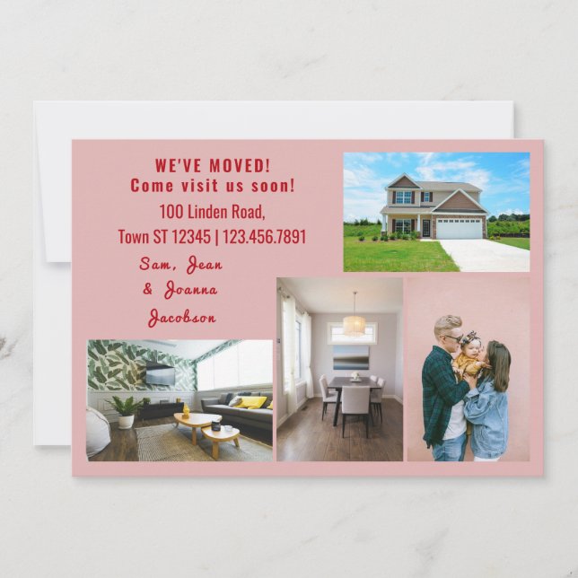 Minimalist 4 Photos We Moved Moving Announcement (Front)