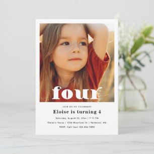 Minimalist 4th Birthday Invitation 4th Birthday