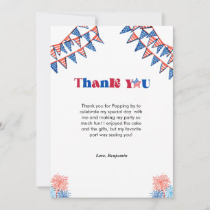 Minimalist 4th of july birthday thank you card