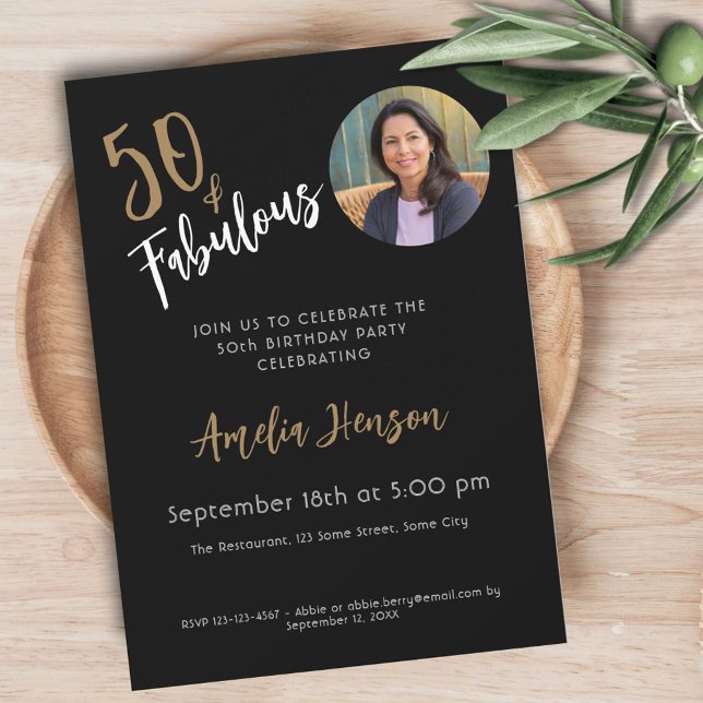 Minimalist 50 and Fabulous Photo 50th Birthday Invitation (Creator Uploaded)