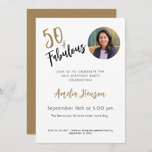 Minimalist 50 and Fabulous Photo 50th Birthday Invitation