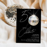 Minimalist 50th Disco Ball Birthday Party Invitation<br><div class="desc">Celebrate the milestone of turning 50 with our chic and minimalist 50th Birthday Party Invitation! This invitation sets the stage for a memorable celebration, featuring the numerals '50' with a unique twist - the '0' is a sparkling disco ball, shining on our trendy black background. The modern party template complemented...</div>