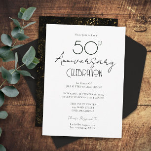 Minimalist 50th Wedding Anniversary Invitations 