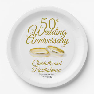 Minimalist 50th Wedding Anniversary Party Paper Plate