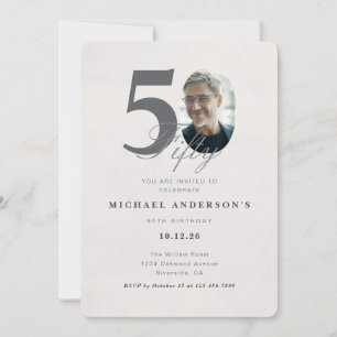 Minimalist 50th Year Birthday Invitation
